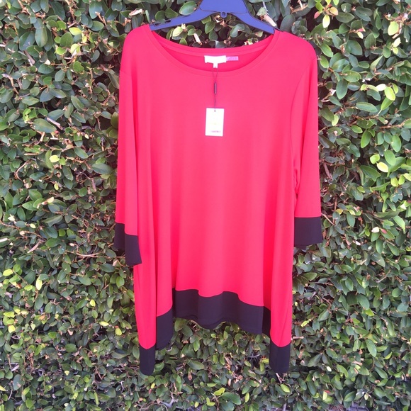 Calvin Klein Tops - NWT CK Deep Red/Black Asymmetrical Top